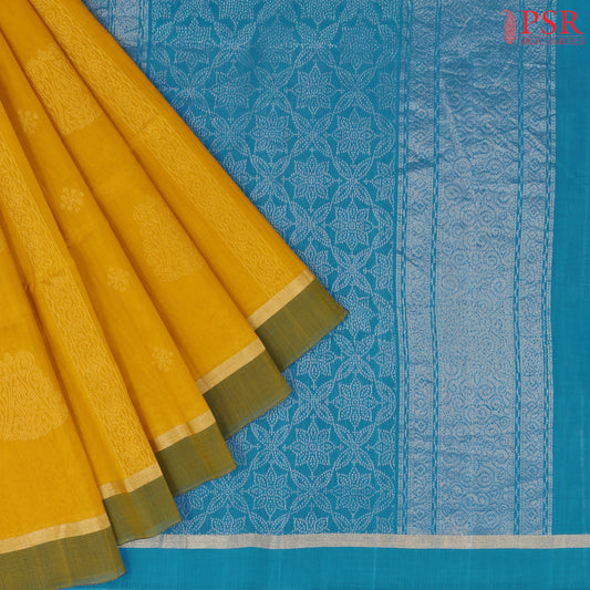 Mustard Yellow Silk Cotton Saree