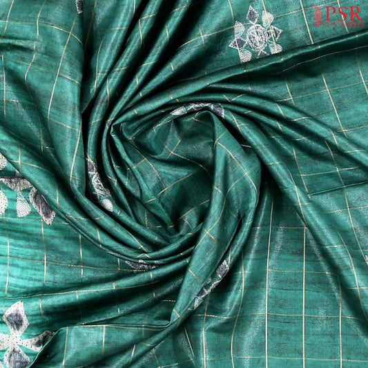 Dark Green Semi Tussar Saree