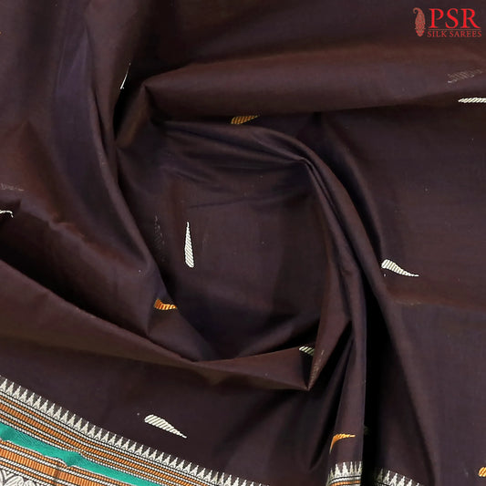 Dark Brown Kalakshetra Kovai Cotton Saree