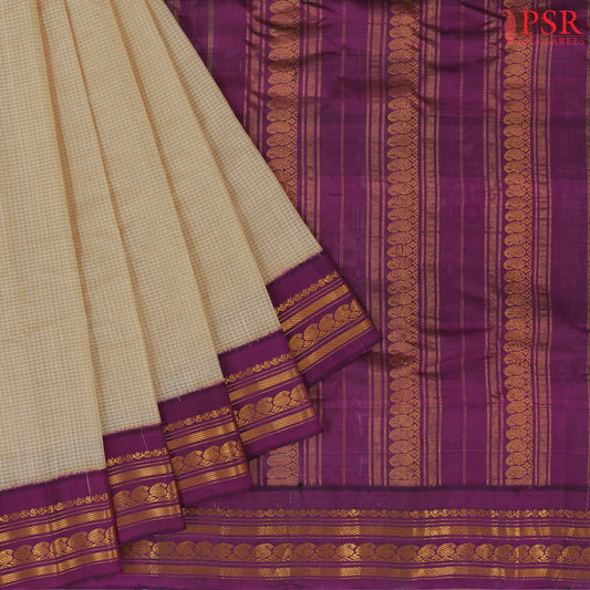 Yellow Beige Gadwal Silk Saree