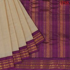 Yellow Beige Gadwal Silk Saree