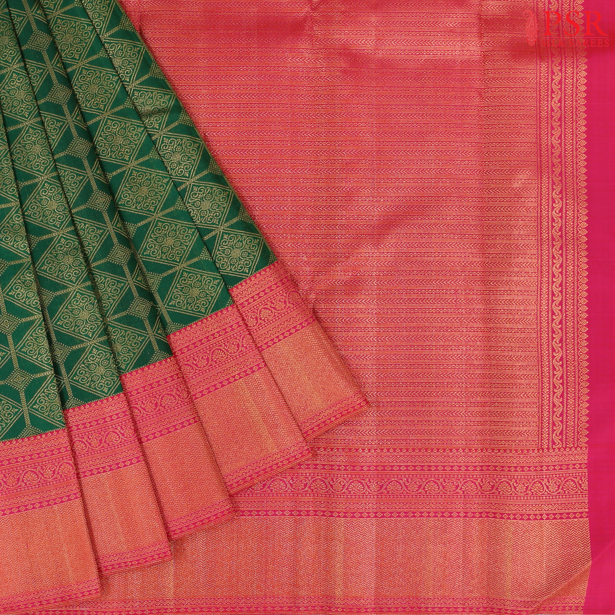 Dark Green Bridal Kanchipuram Silk Saree