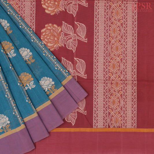 Peacock Blue Kovai Cotton Saree
