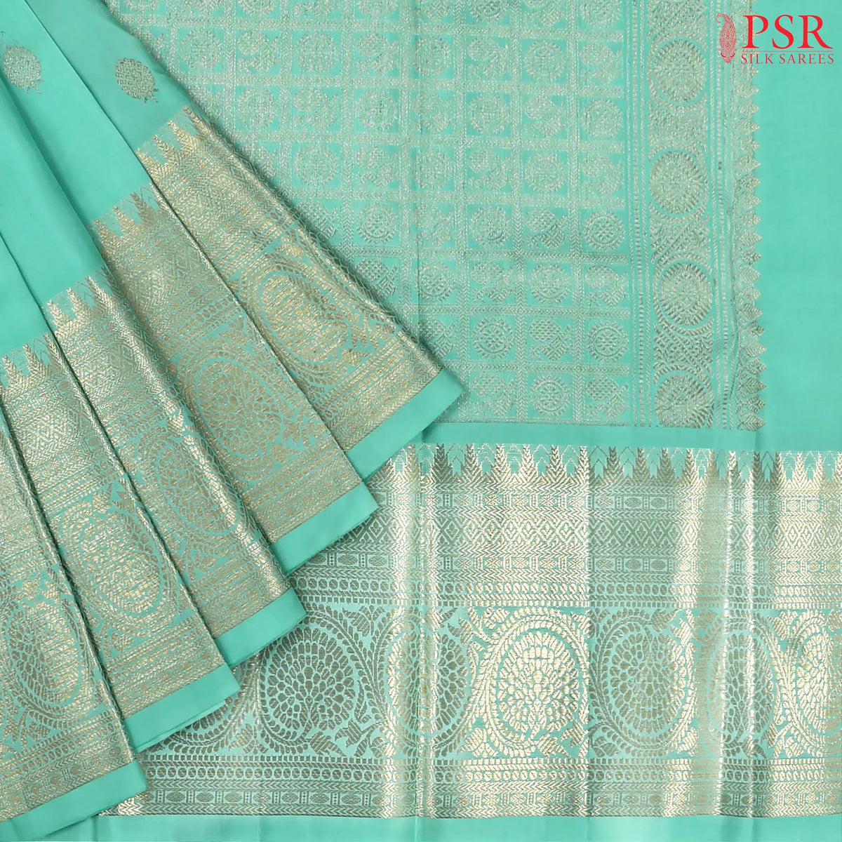 Pearl Aqua Kanchipuram Silk Saree