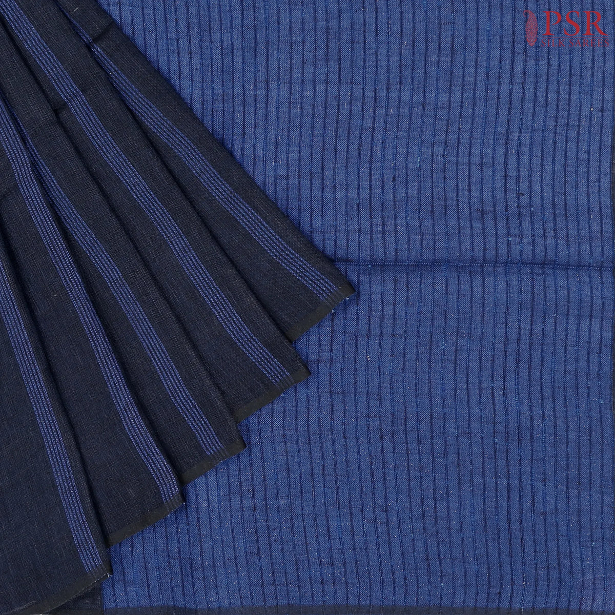 Midnight Indigo Linen Saree