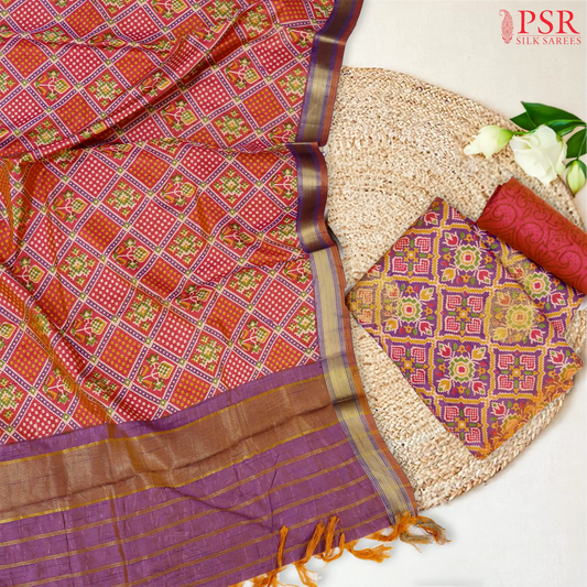 Amethyst Purple Soft Patola Semi Silk Dress Material