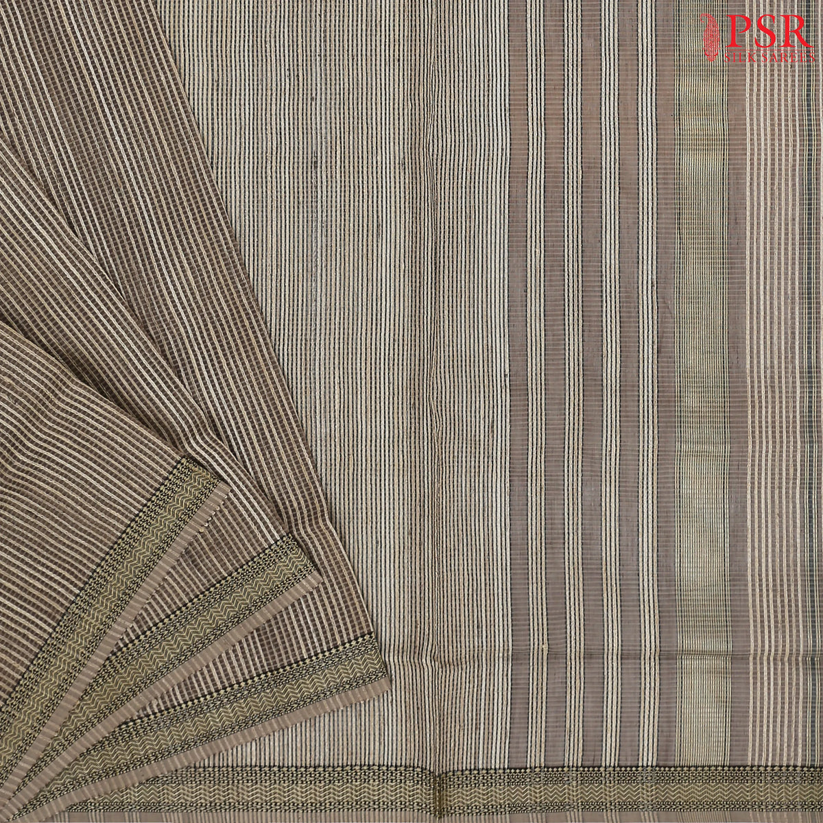 Dark Taupe Maheshwari Silk Cotton Saree