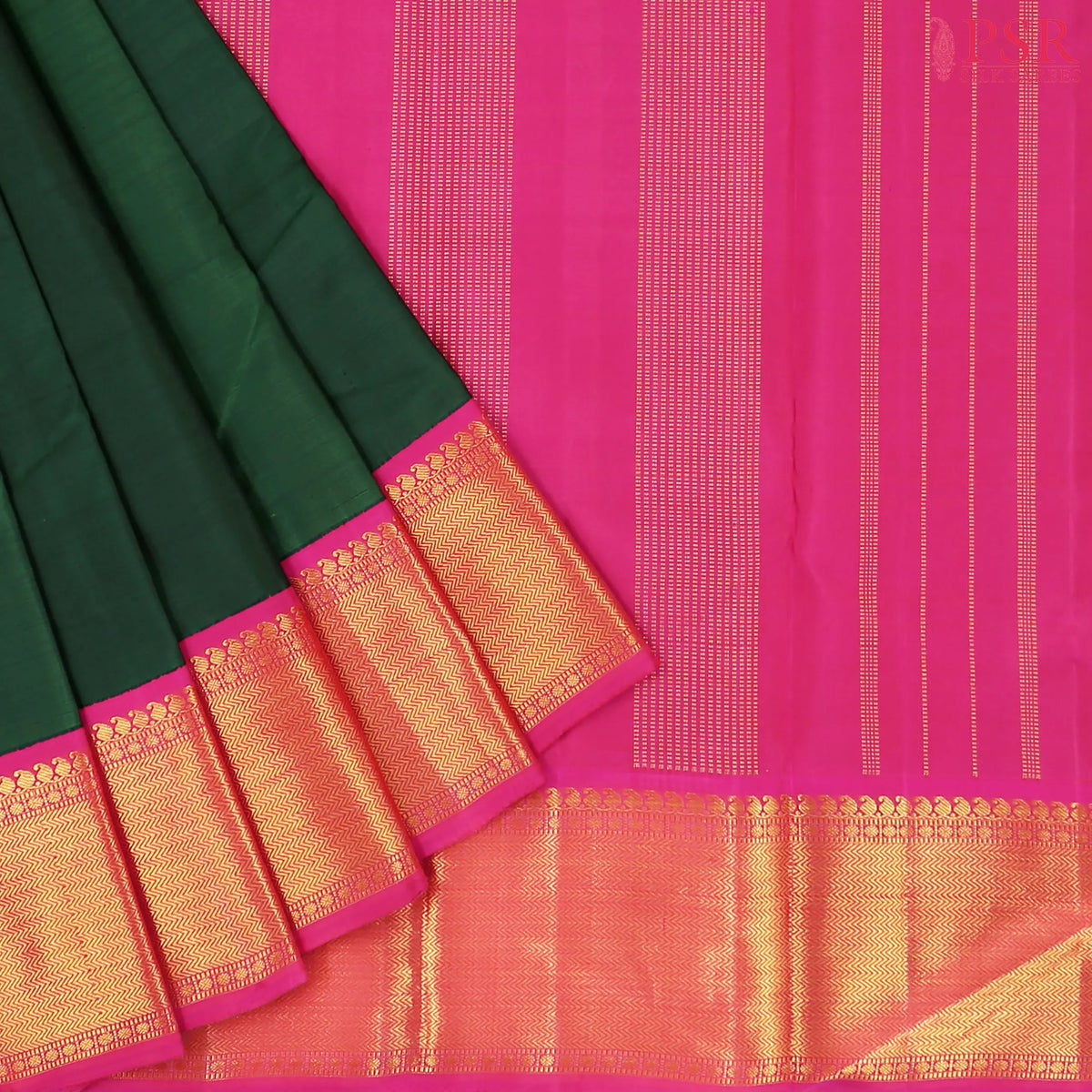 Dark Green Kanchipuram Silk Saree