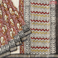 Beige & Red Silk Cotton Saree