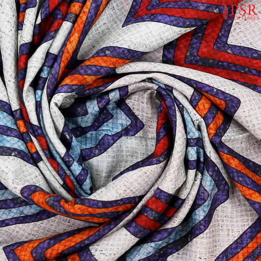 Pale Blue Chiniya Silk Saree