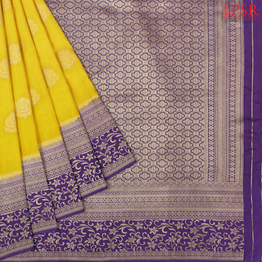 Corn Yellow Tassar Georgette Saree