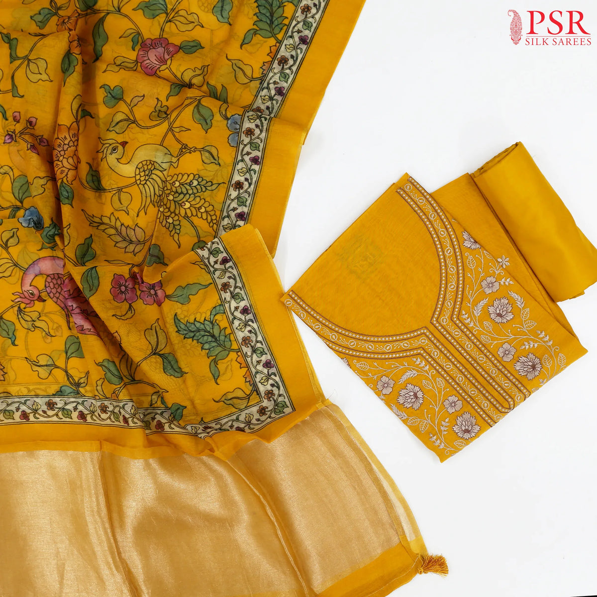 Turmeric Yellow Silk Cotton Dress Material