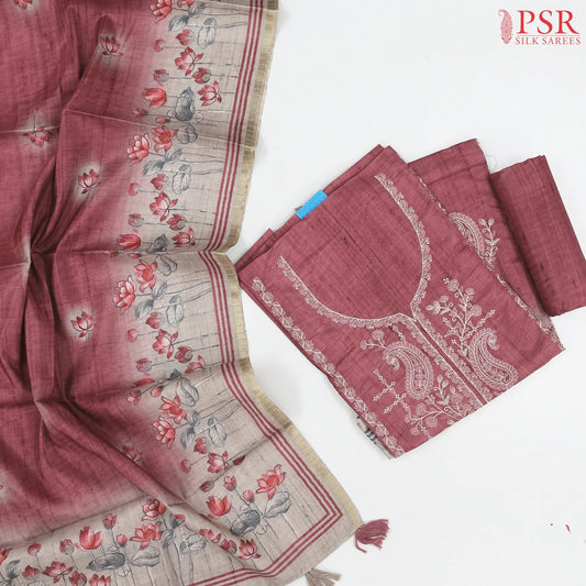 Garnet Rose Semi Tassar Dress Material