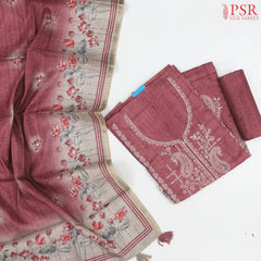 Garnet Rose Semi Tassar Dress Material