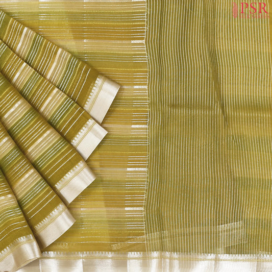 Olives Banaras Kora Organza Saree