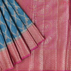 Peacock Blue Banaras Tussar Silk Saree