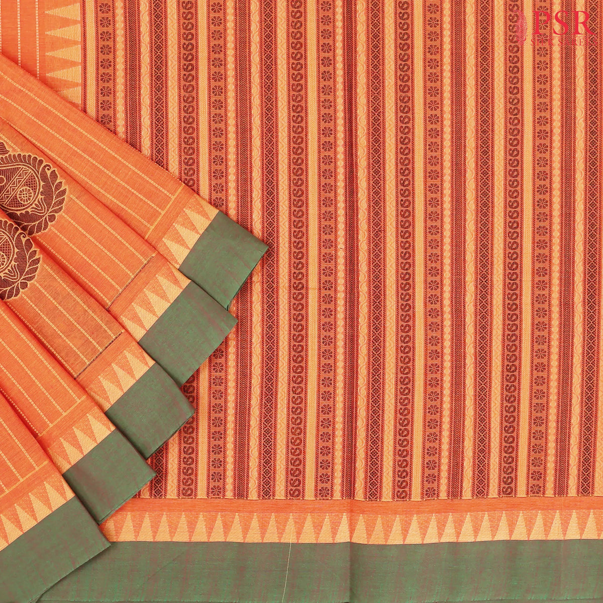 Orange Kovai Cotton Saree