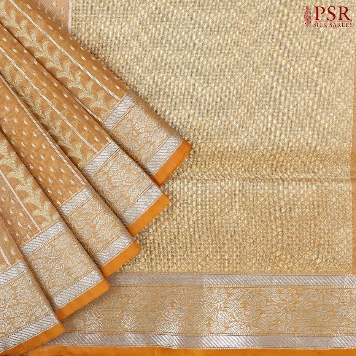 Tangerine Semi Kora Summer Silk Saree
