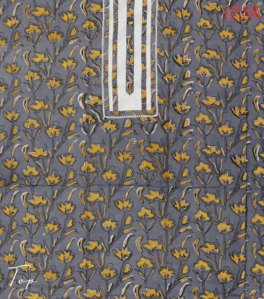 Grey Cotton Dress Material