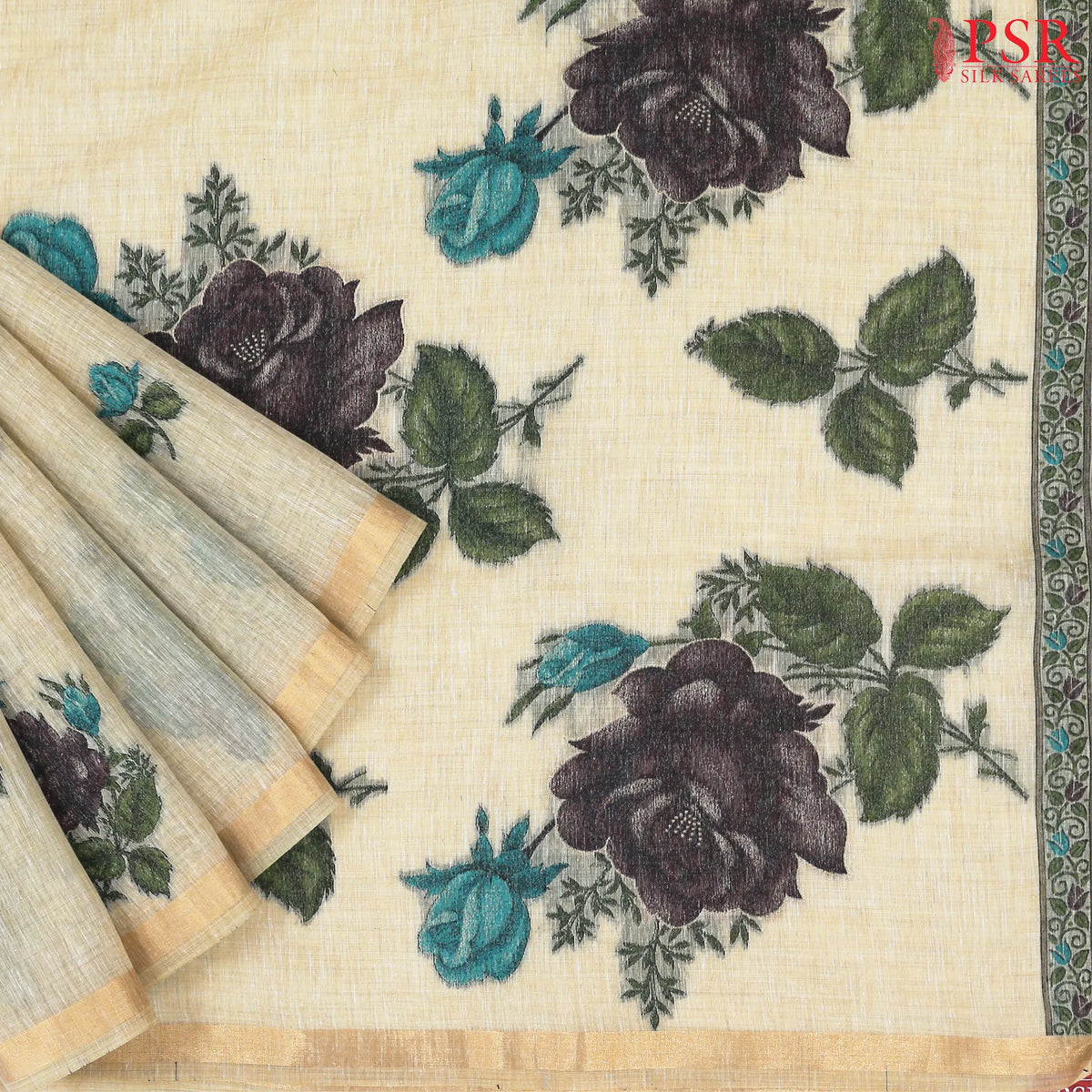Beige Ghicha Cotton Saree