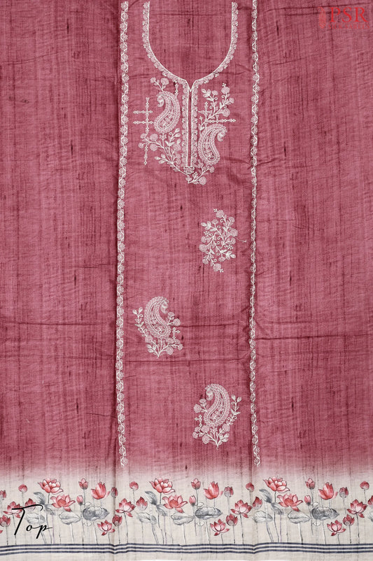 Garnet Rose Semi Tassar Dress Material