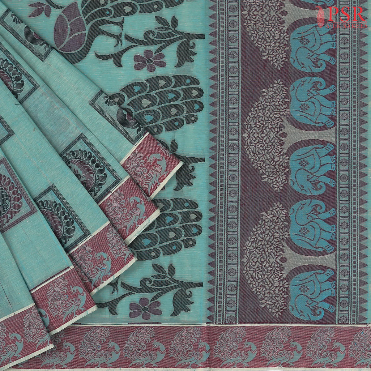 Lake Teal Kovai Cotton Saree