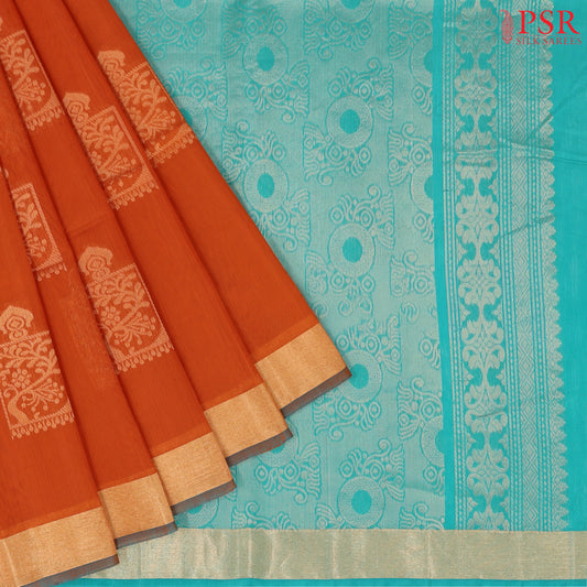 Yam Orange Silk Cotton Saree