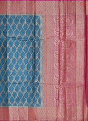 Peacock Blue Banaras Tussar Silk Saree