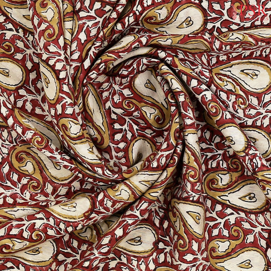 Beige & Red Silk Cotton Saree