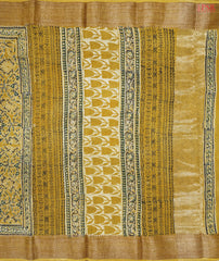 Olive Yellow Jaipur Cotton Printed Saree