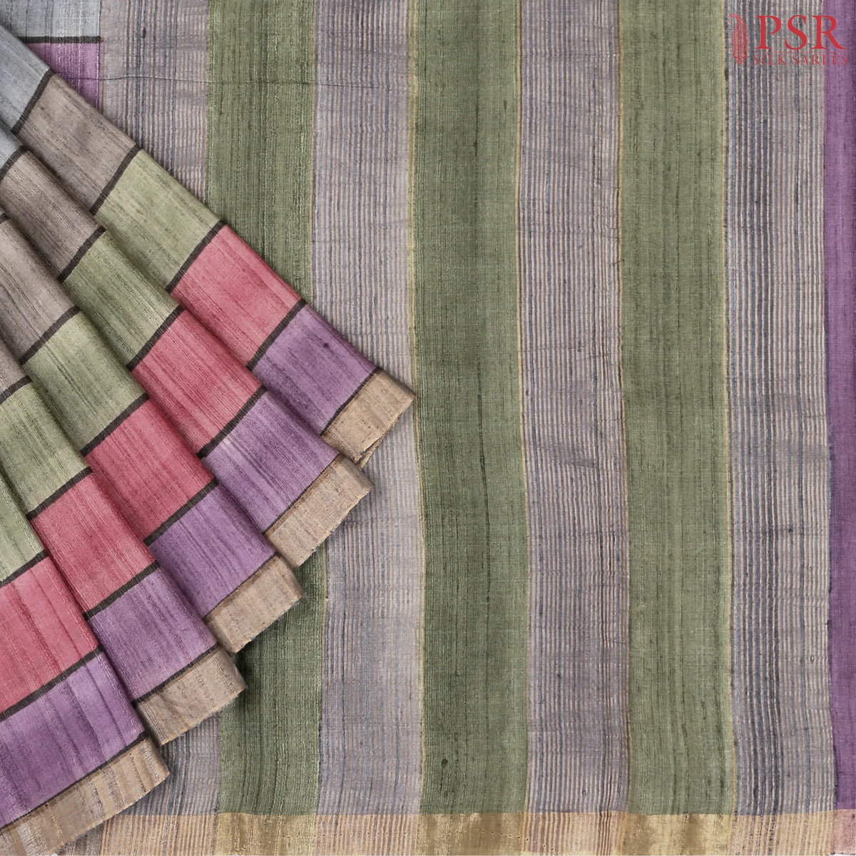 Multicolor Kadhi Tussar Silk Saree