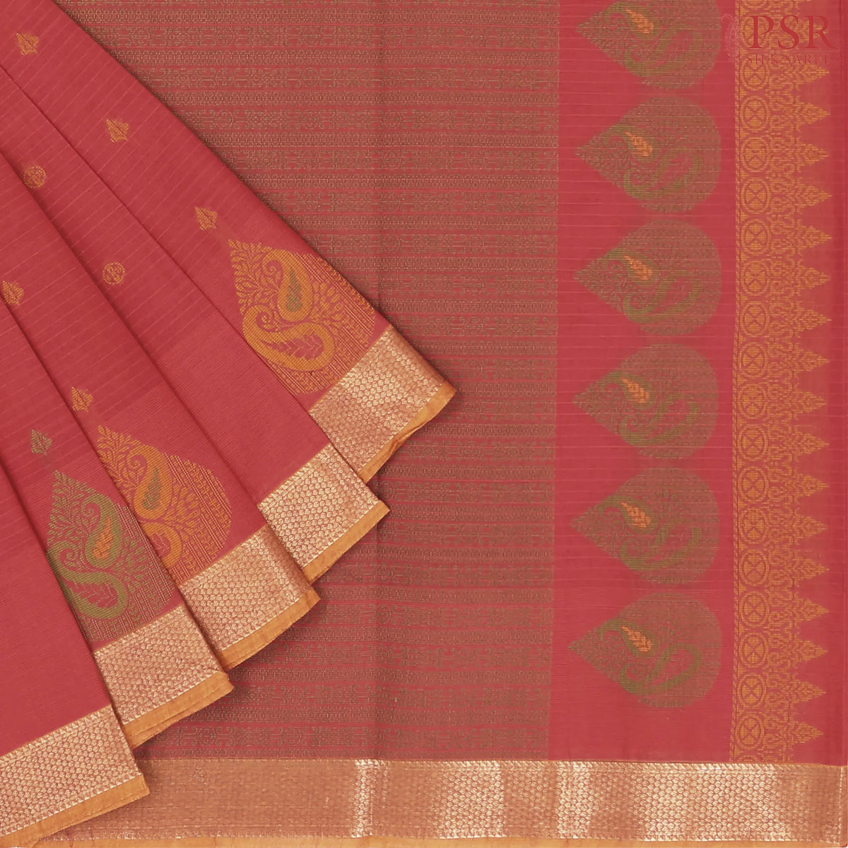 Carmine Red Kovai Cotton Saree