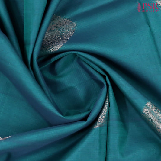 Peacock Blue Silk Cotton Saree