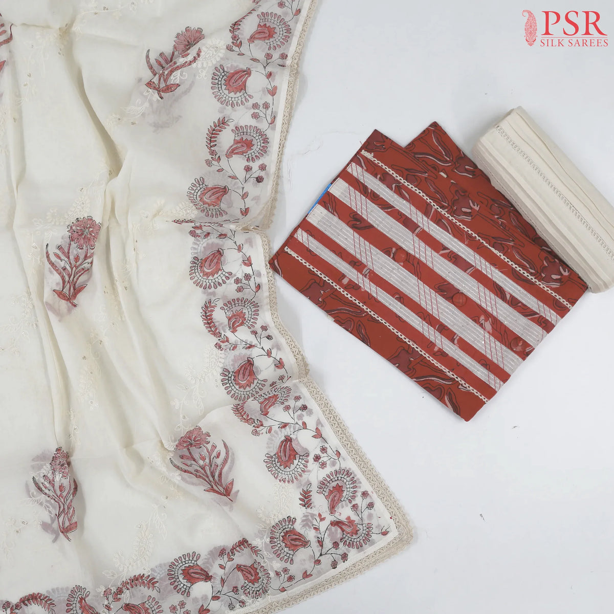 Red Cotton Dress Material