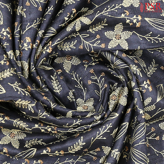 Coal Black Kadhi Tussar Silk Saree