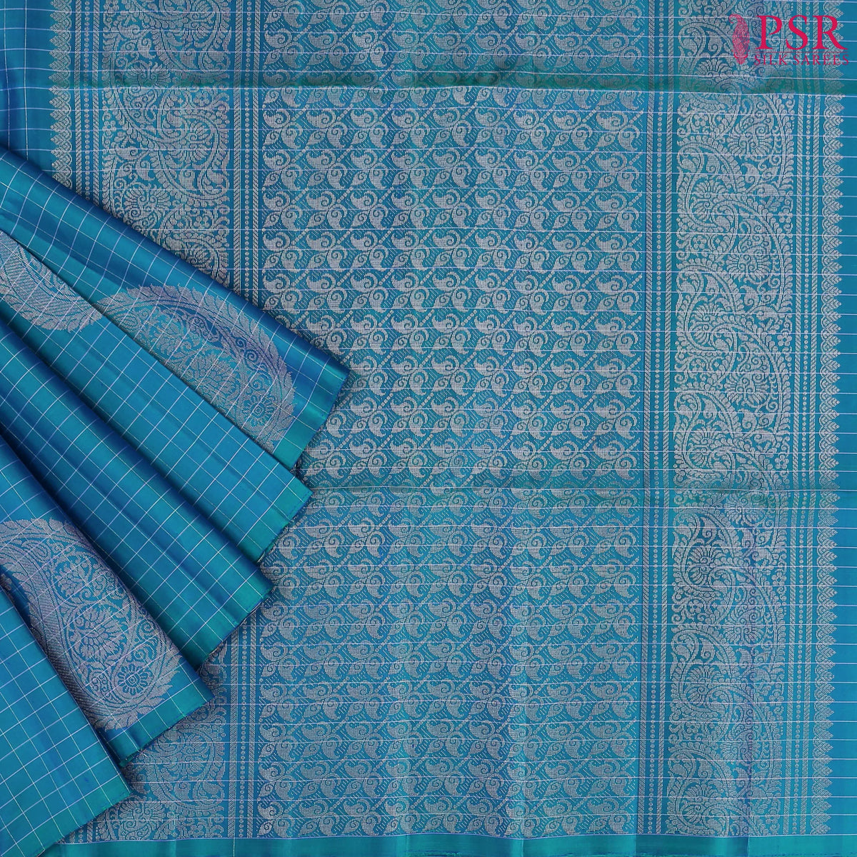Peacock Blue Soft Silk Saree