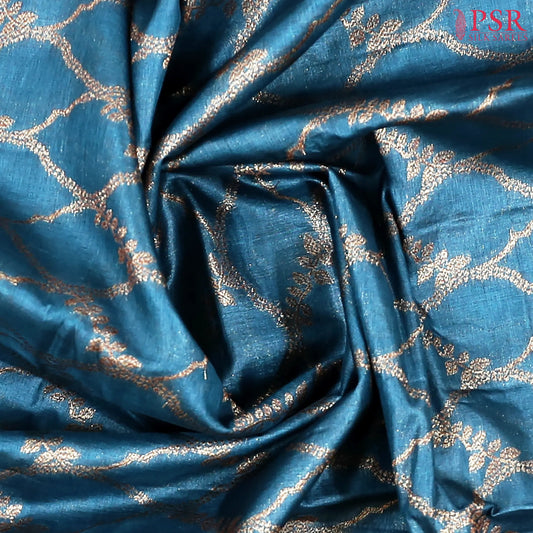 Peacock Blue Banaras Tussar Silk Saree