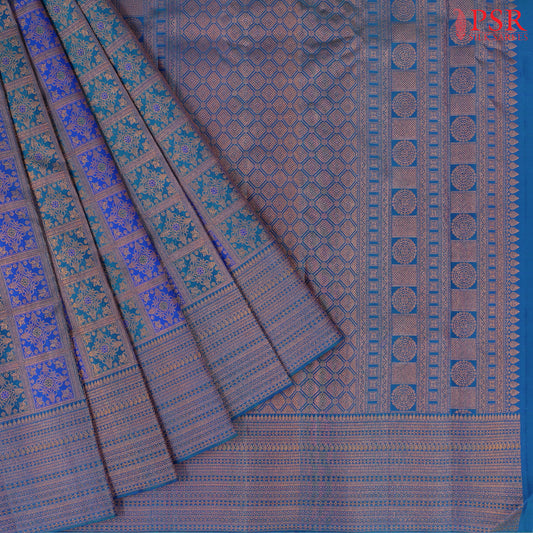 Dark Turquoise Kanchipuram Silk Saree