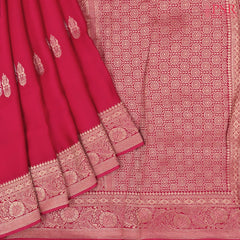Hot Pink Banarasi Habutai Satin Saree