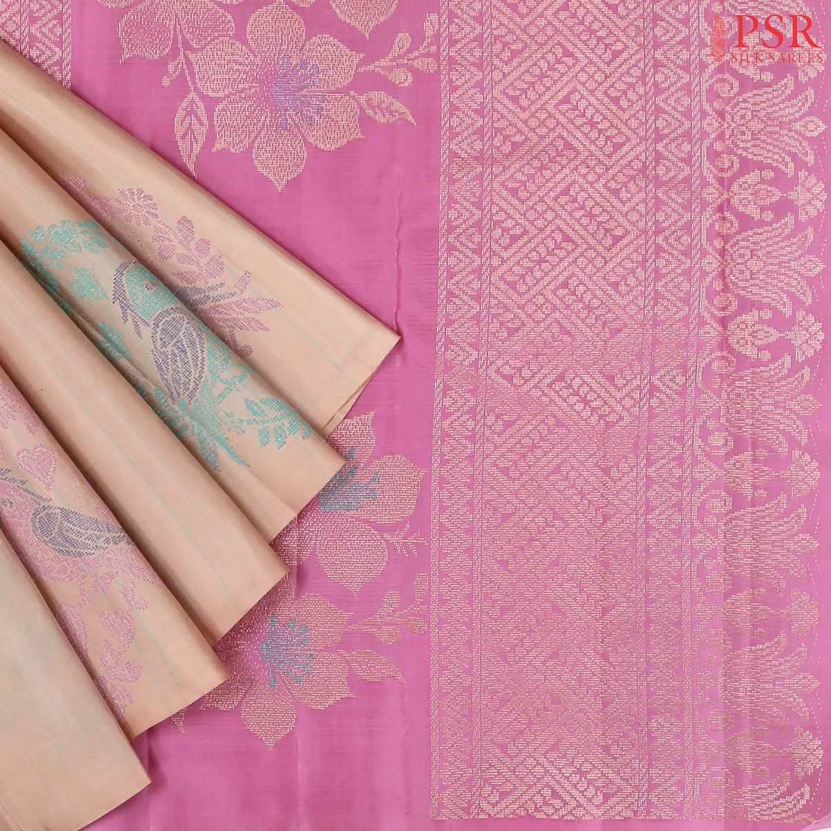 Heather Peach Kanchipuram Silk Saree