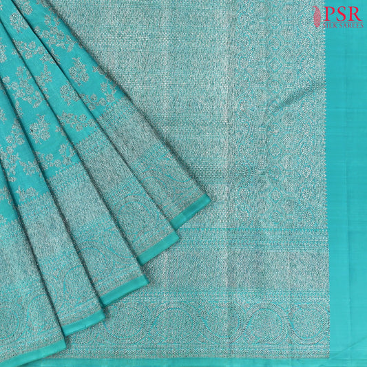 Belize Blue Kanchipuram Silk Saree