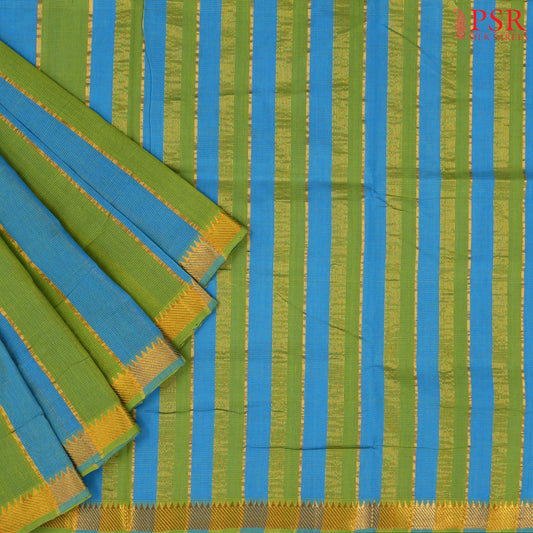 Green & Blue Mangalagiri Cotton Saree