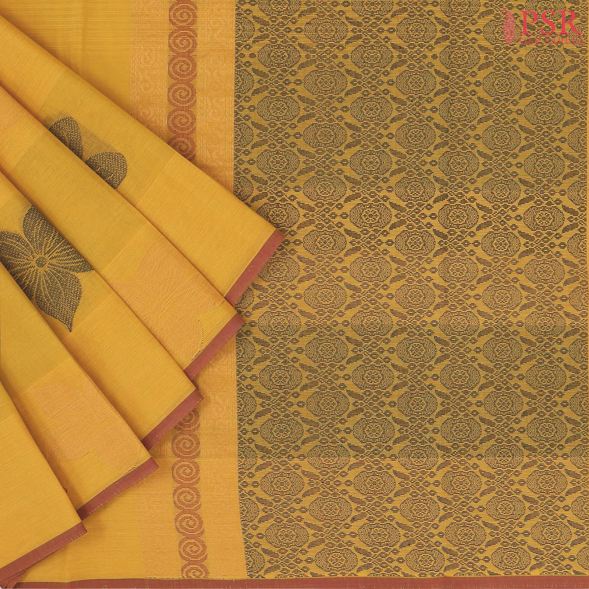Tuscan Yellow Kovai Cotton Saree