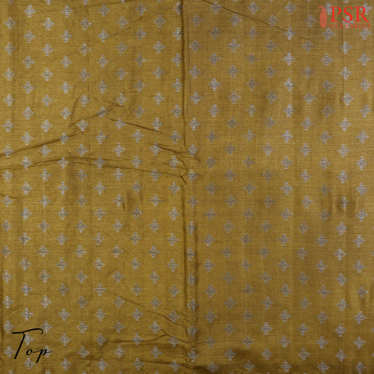 Olive Mustard Tussar Silk Dress Material