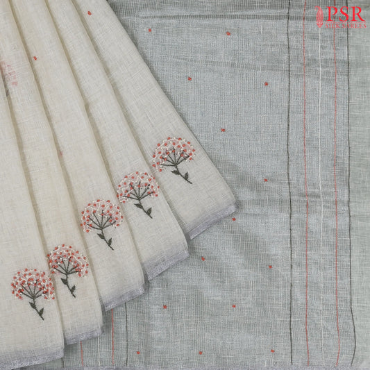 Off White Linen Saree