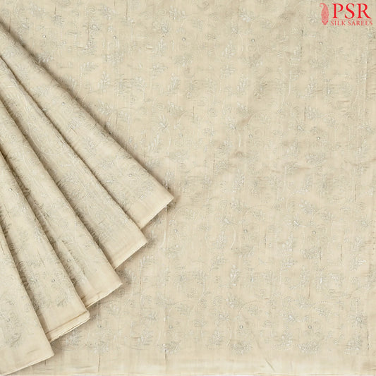 Beige Kosa Embroidery Saree