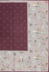 Burgundy Brown Semi Tussar Saree