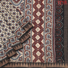 Sepia Beige Jaipur Cotton Printed Saree