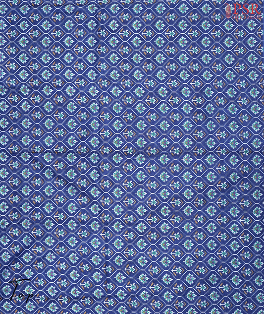 Navy Blue Soft Patola Silk Cotton Dress Material