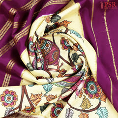 Cream Yellow Mysore Silk Saree